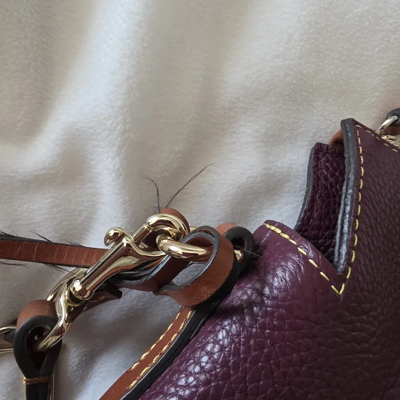 Dooney & Bourke Burgundy Satchel with Tan Trim - Picture 6 of 8